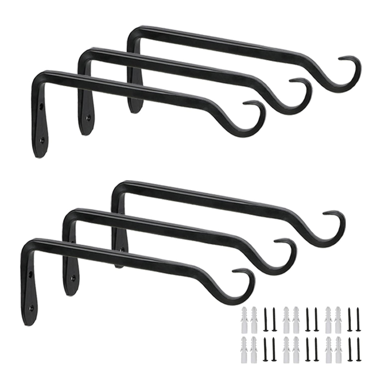 Worth Garden forged iron hanger bracket on wall for sturdy planters.