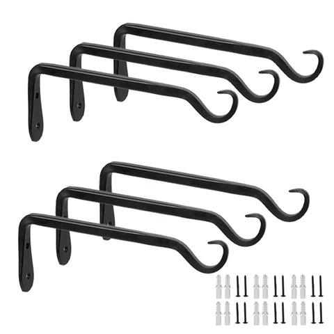 Worth Garden forged iron hanger bracket on wall for sturdy planters.