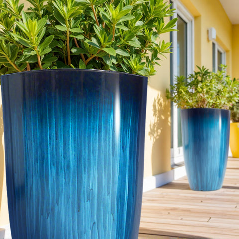 Worth Garden gradient blue glossy planter designed for versatile styling options