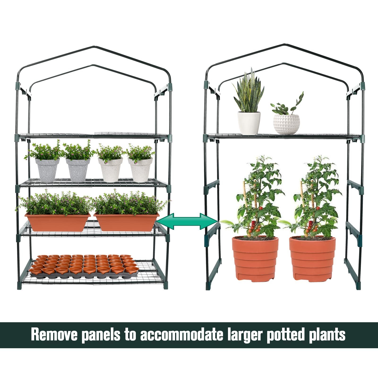Worth Garden greenhouse roll-up door detail shows easy access and secure closure.