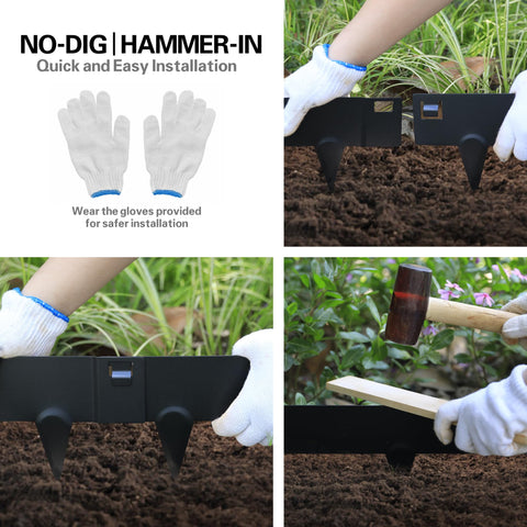 Worth Garden hammer-in edging teeth with sharp profile for easy ground insertion.