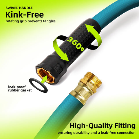 Worth garden hose anti-kink technology maintains steady flow during extended use.
