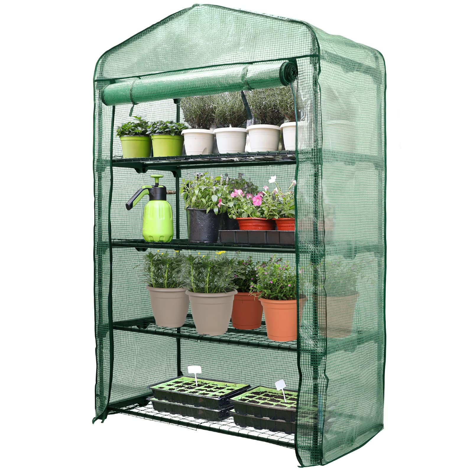 Worth Garden mini greenhouse front view shows a sturdy steel frame for indoor or outdoor use.
