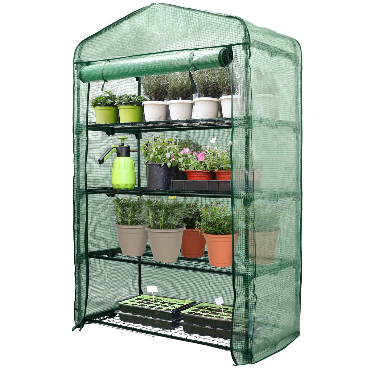 Worth Garden mini greenhouse front view shows a sturdy steel frame for indoor or outdoor use.