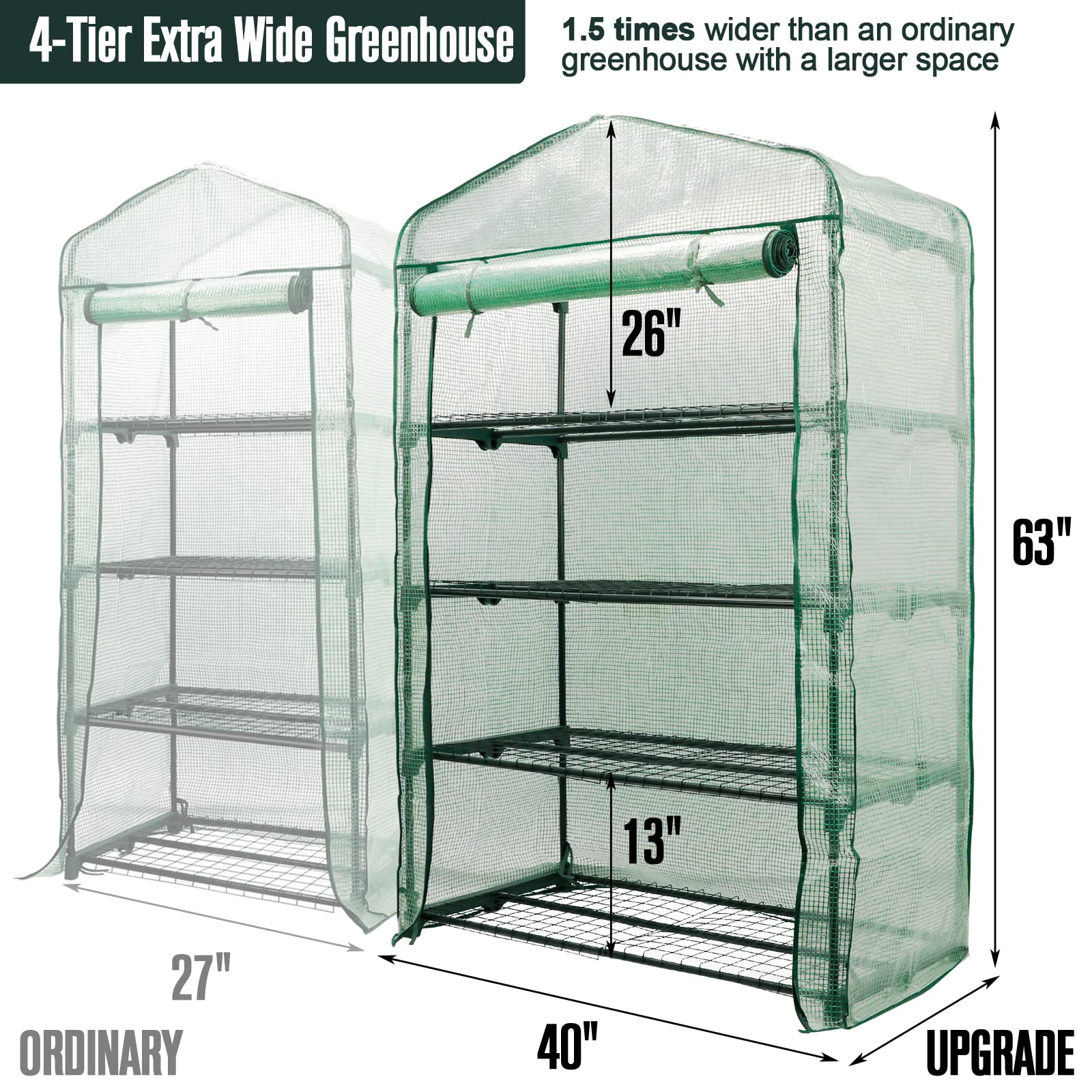 Worth Garden four-tier shelves close-up, sturdy and rust-resistant, supporting multiple small plants.