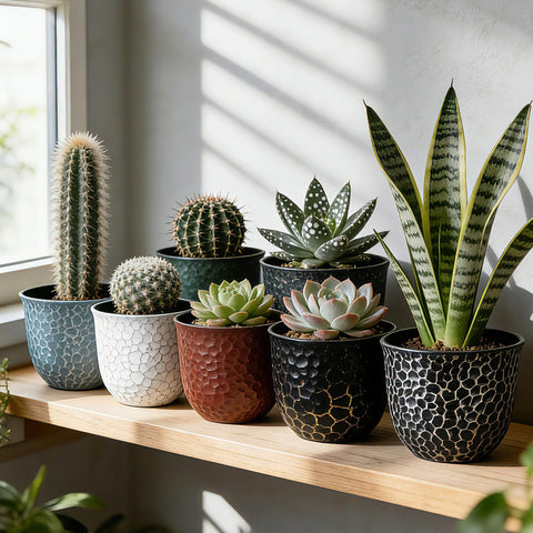 Worth Garden lightweight polypropylene pot on display demonstrates easy stacking and transport.