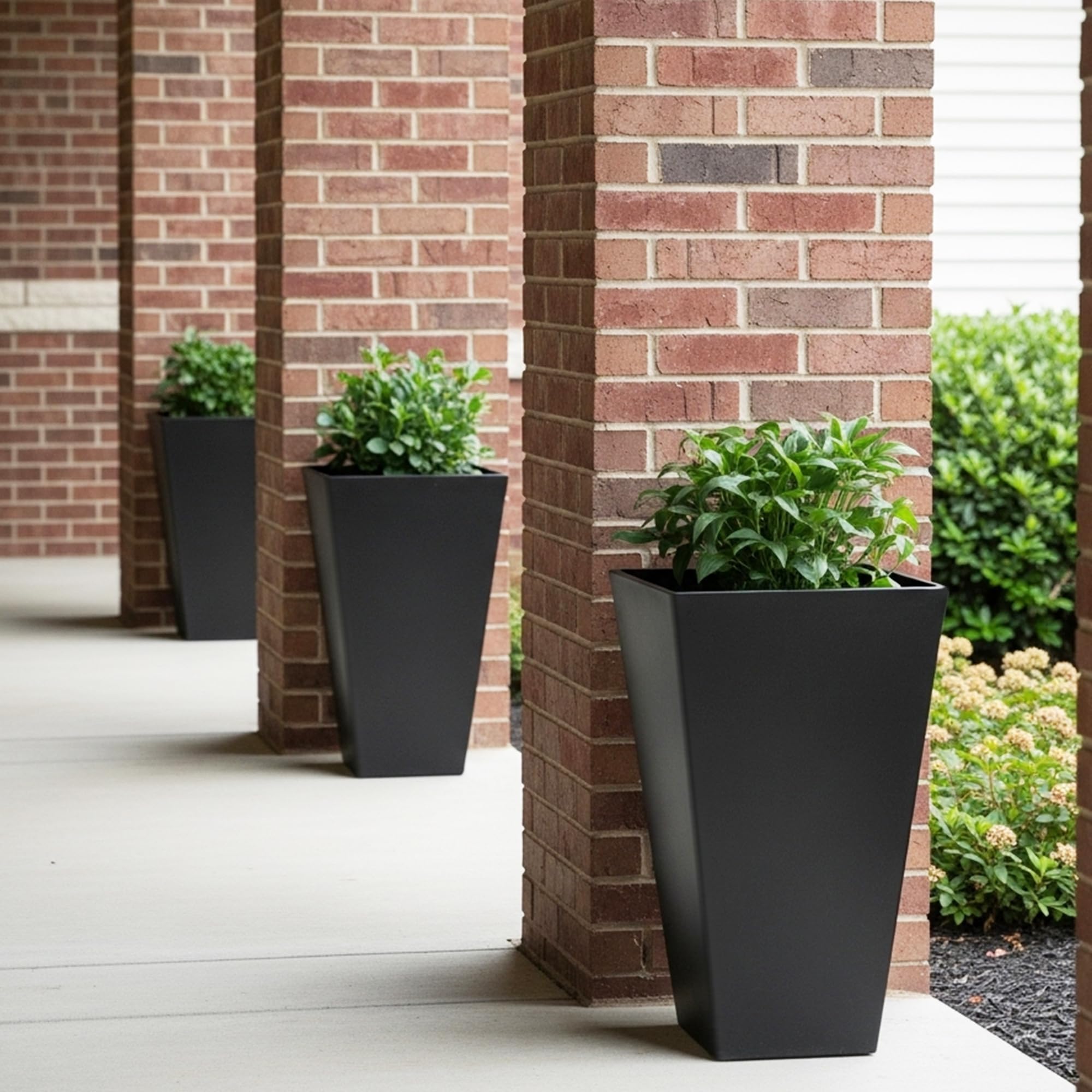 Worth Garden set of 2 planters on porch for balanced display