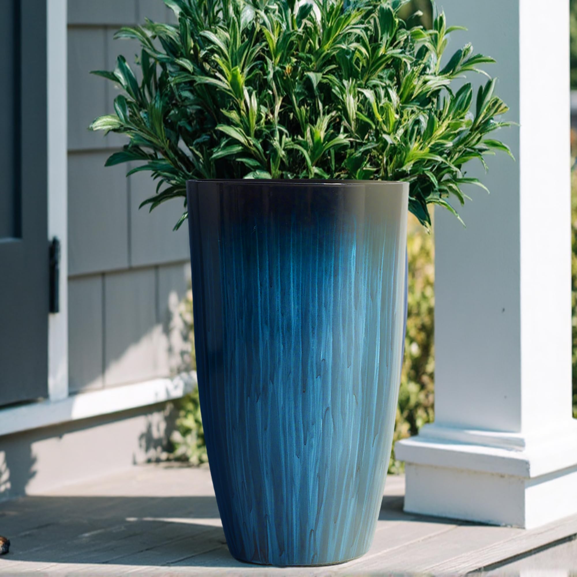 Worth Garden tall cylindrical planter supporting large plants indoors or outdoors