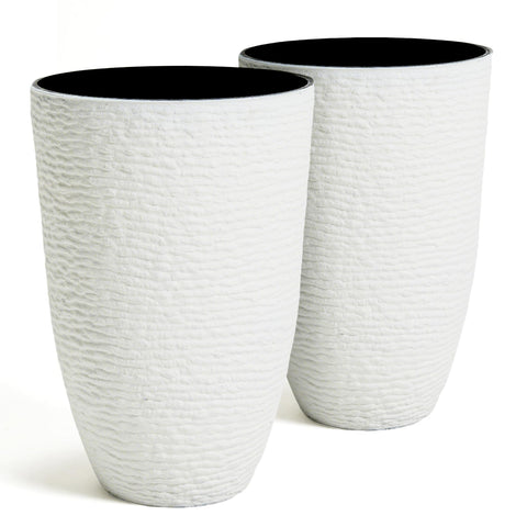 Worth Garden tall planter 21in white silhouette, ideal for porch display.