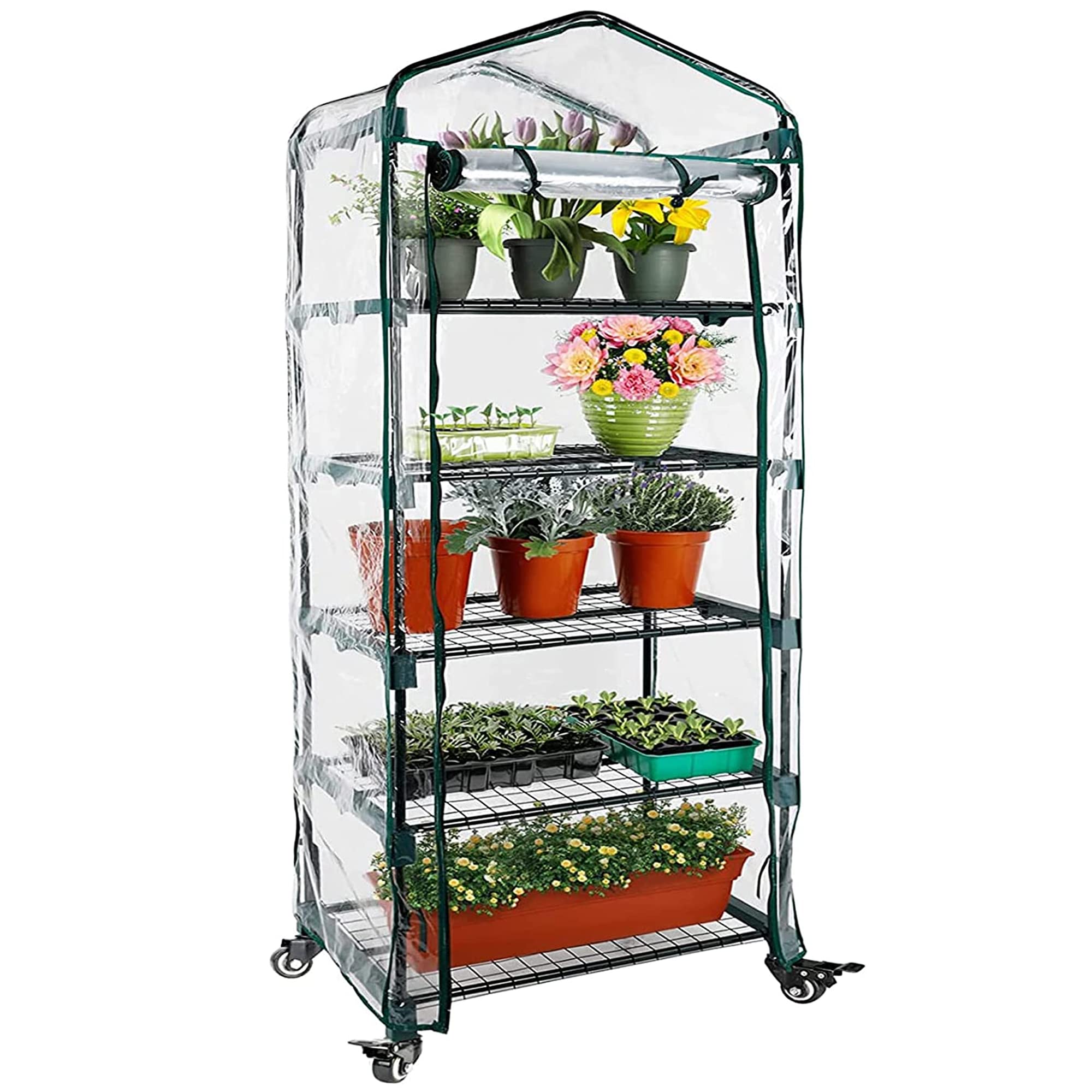 Worth Garden greenhouse castors enable smooth movement and stable positioning.