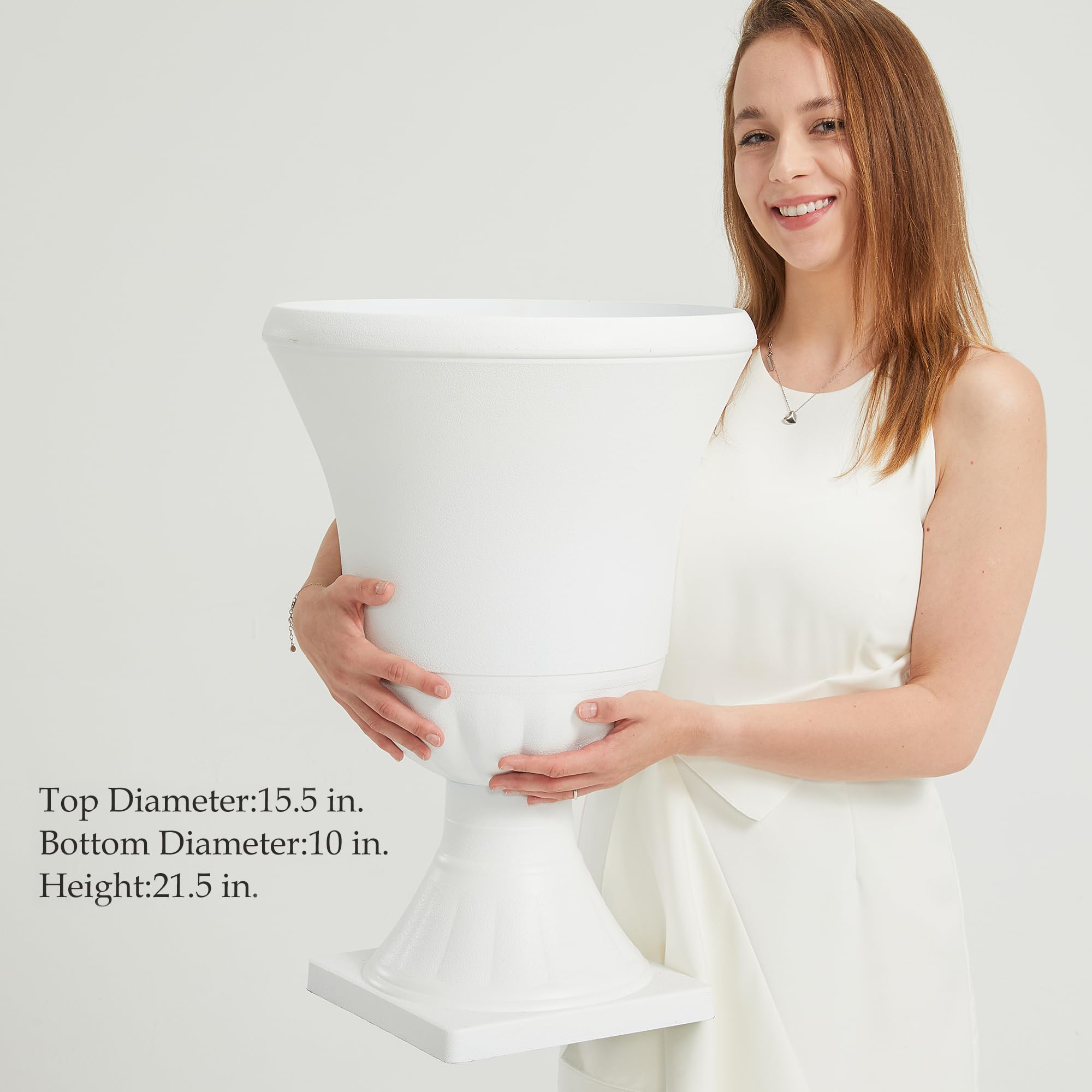 Worth Garden urn planter 22-inch round pedestal base.