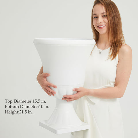 Worth Garden urn planter 22-inch round pedestal base.