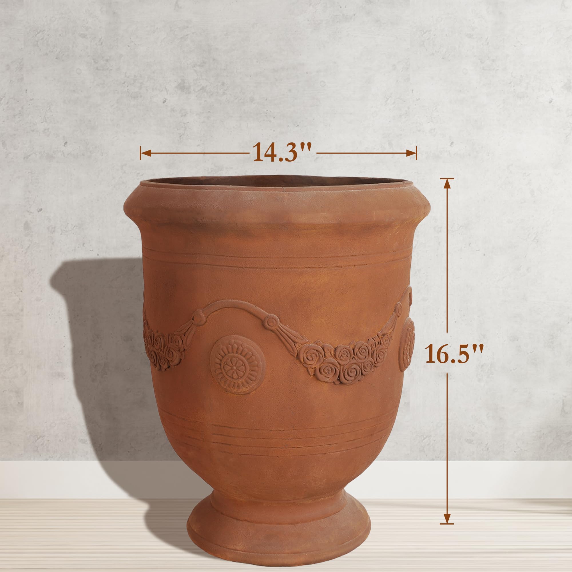 Worth Garden Urn Planter indoor-outdoor versatility suits year-round decor.