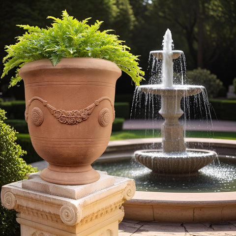 Worth Garden Urn Planter lightweight MgO design makes it easy to reposition.