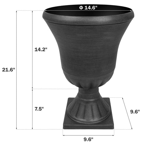 Worth Garden urn planter ideal for patios and decks with antique-inspired silhouette.