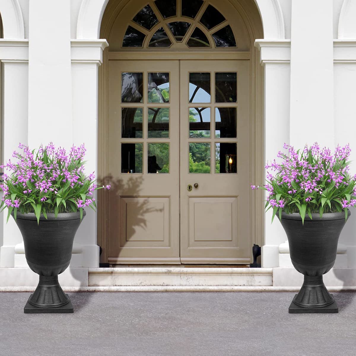 Worth Garden urn planter weather resistance suits indoor and outdoor spaces.