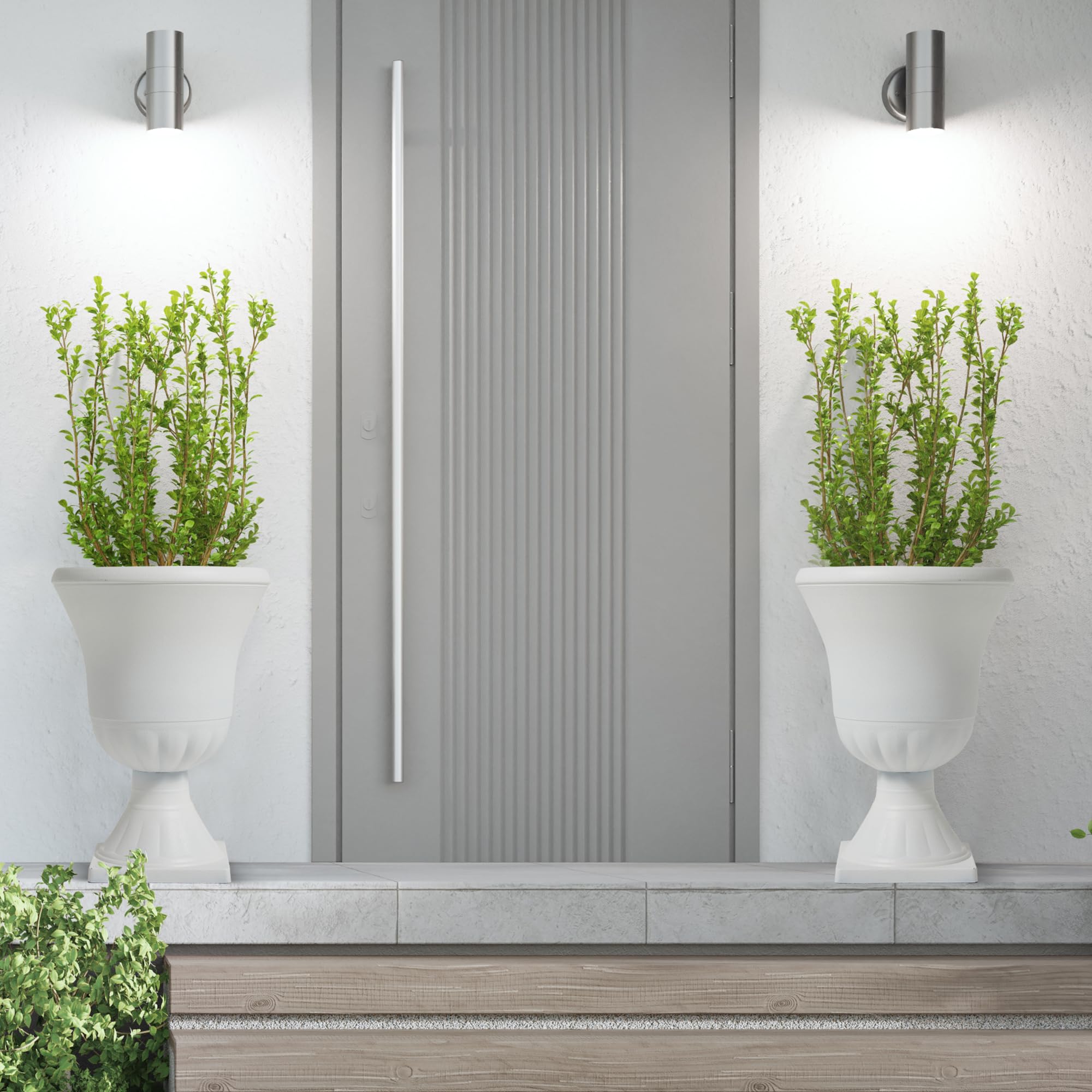 Worth Garden urn planter ideal white decor for weddings.