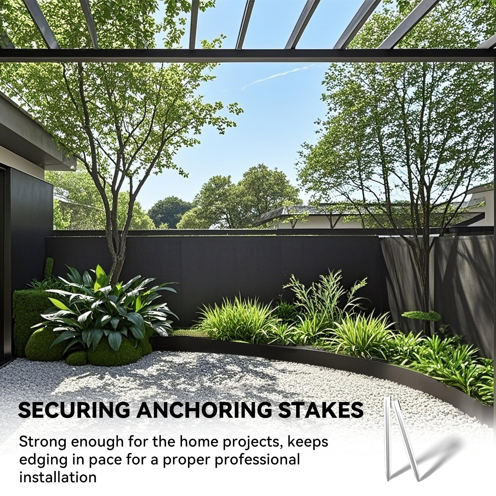 Worth Landscape Edging Stakes oriented for easy soil penetration and quick setup.
