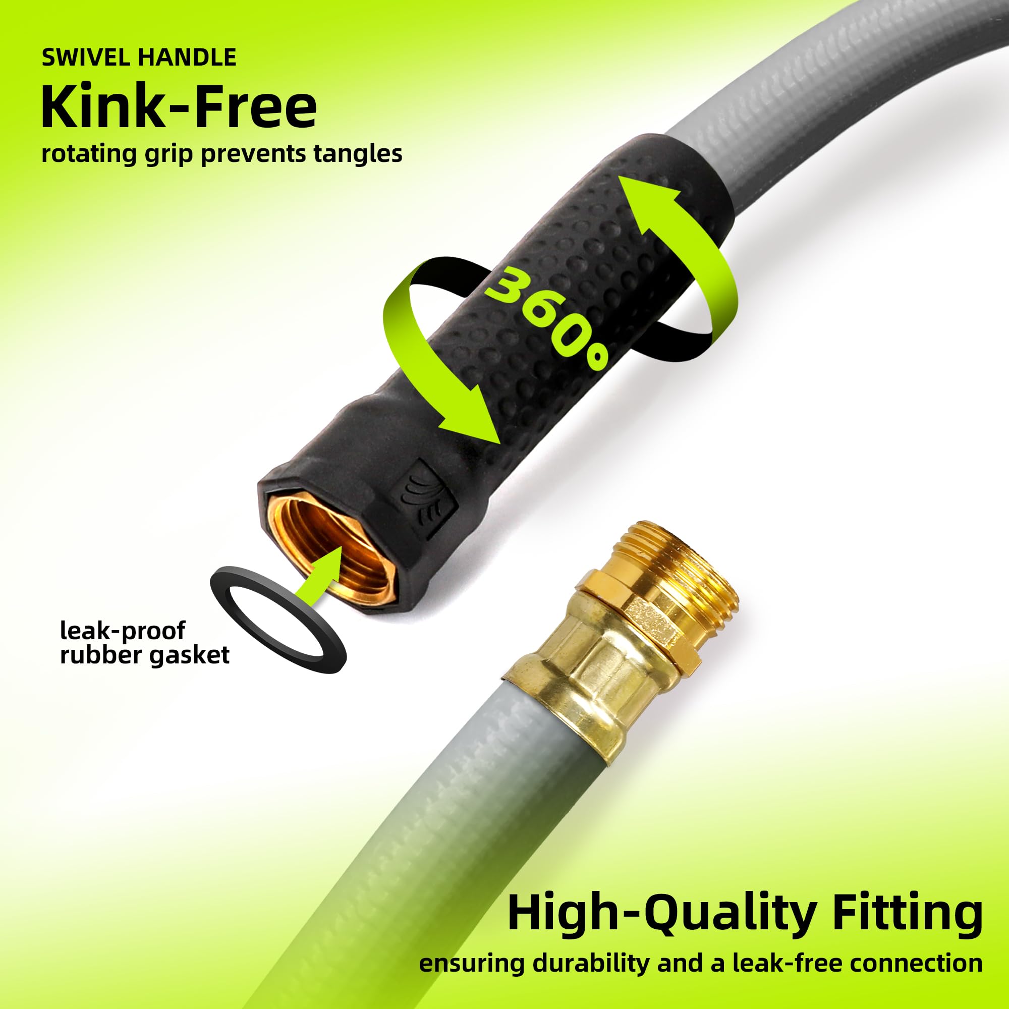 Worth Leader brass and aluminum ends offer durable, leak-free connections.