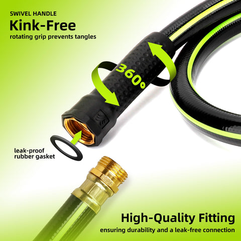 Worth Leader heavy-duty lightweight PVC hose with 4 ft length for durable outdoor cleaning.