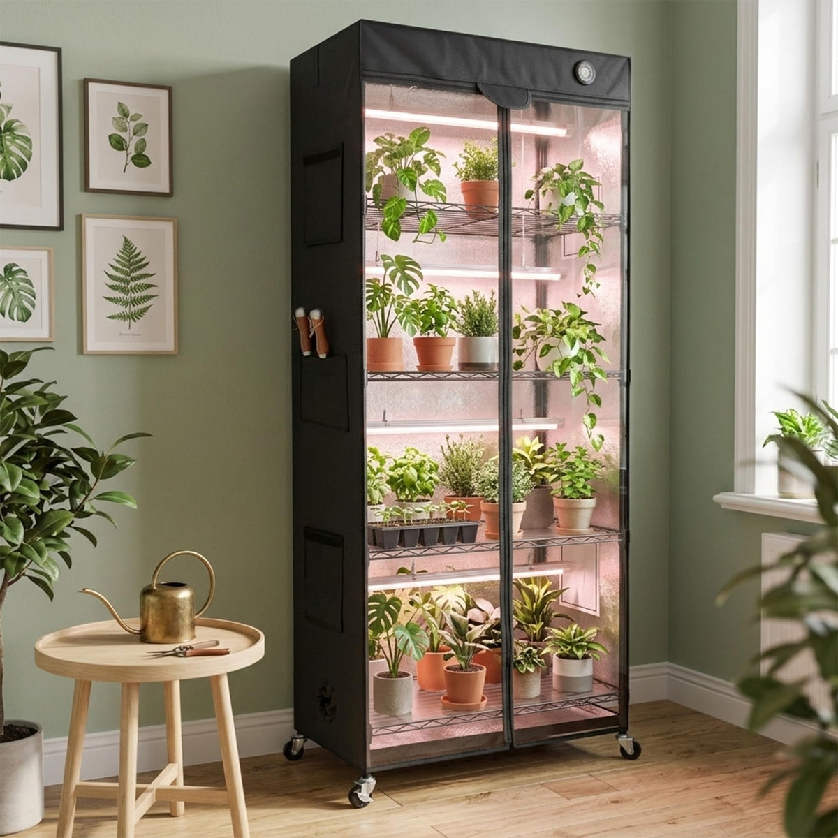 Worth Mini Greenhouse with LED lights inside supports seedling growth