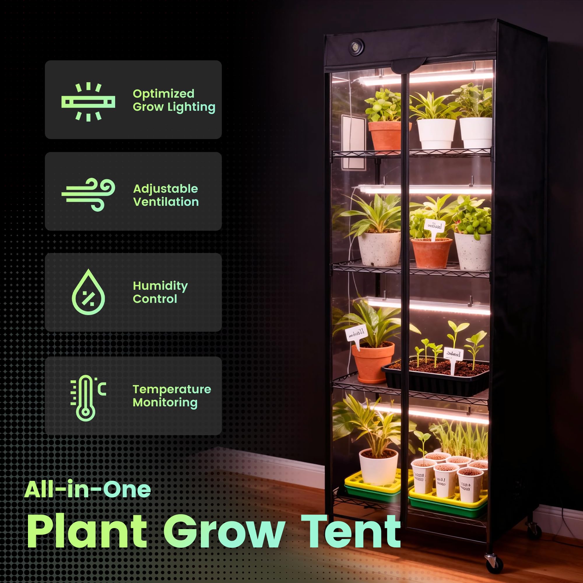 Worth Mini Greenhouse digital thermo-hygrometer display for environment monitoring
