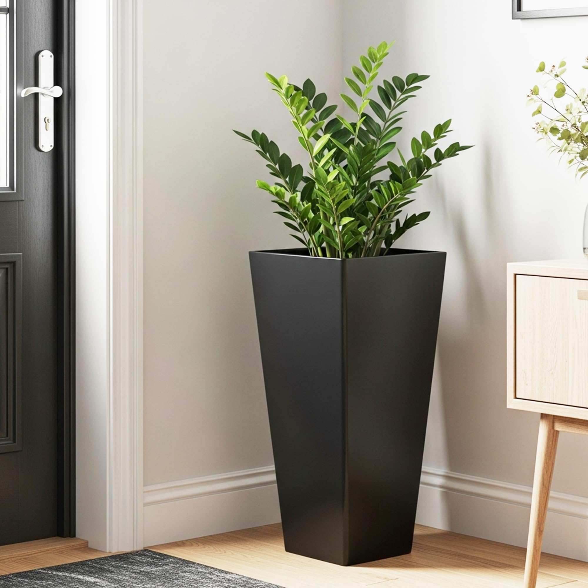 Worth planter features sleek tapered design for contemporary spaces.