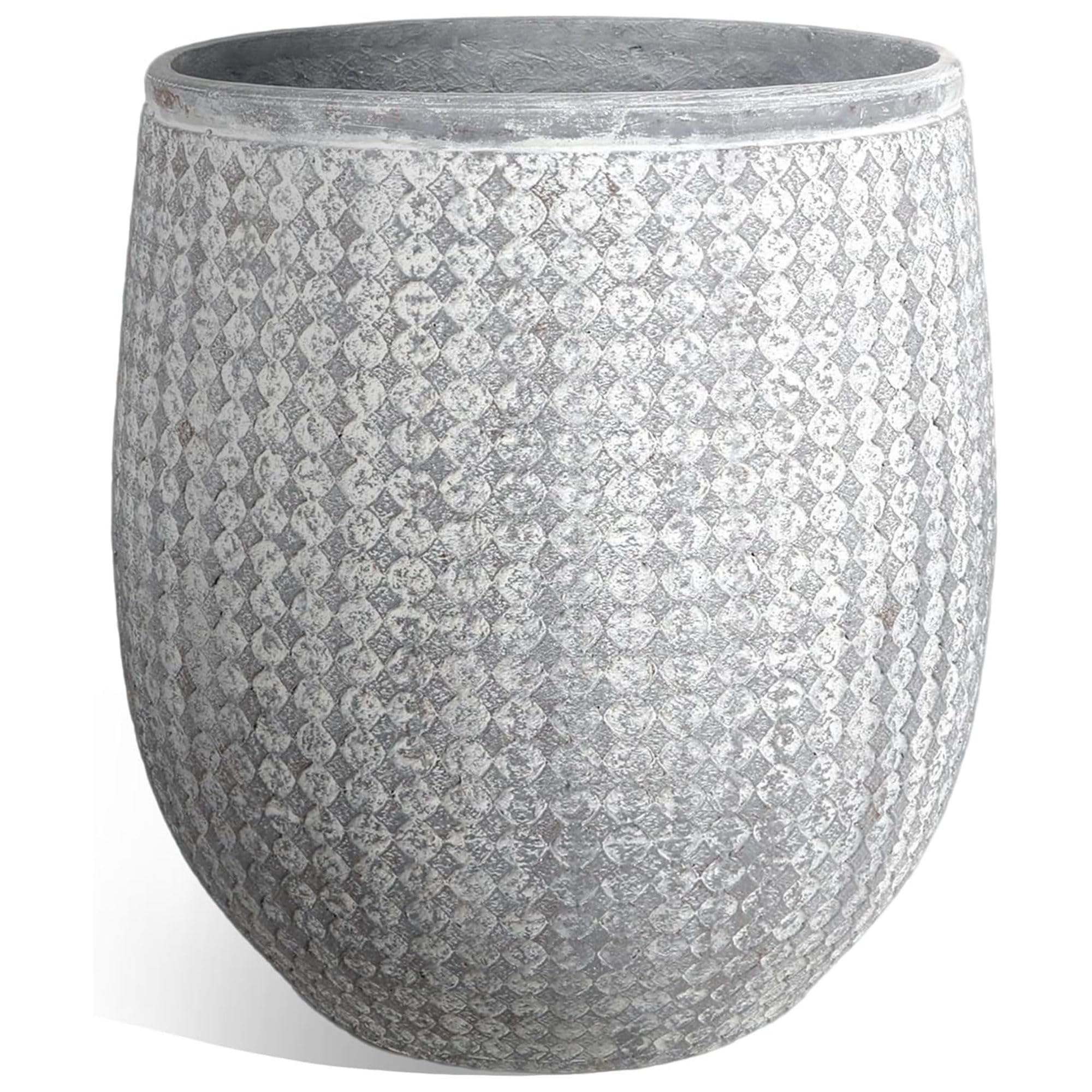 Worth round planter with textured concrete look for a modern indoor garden