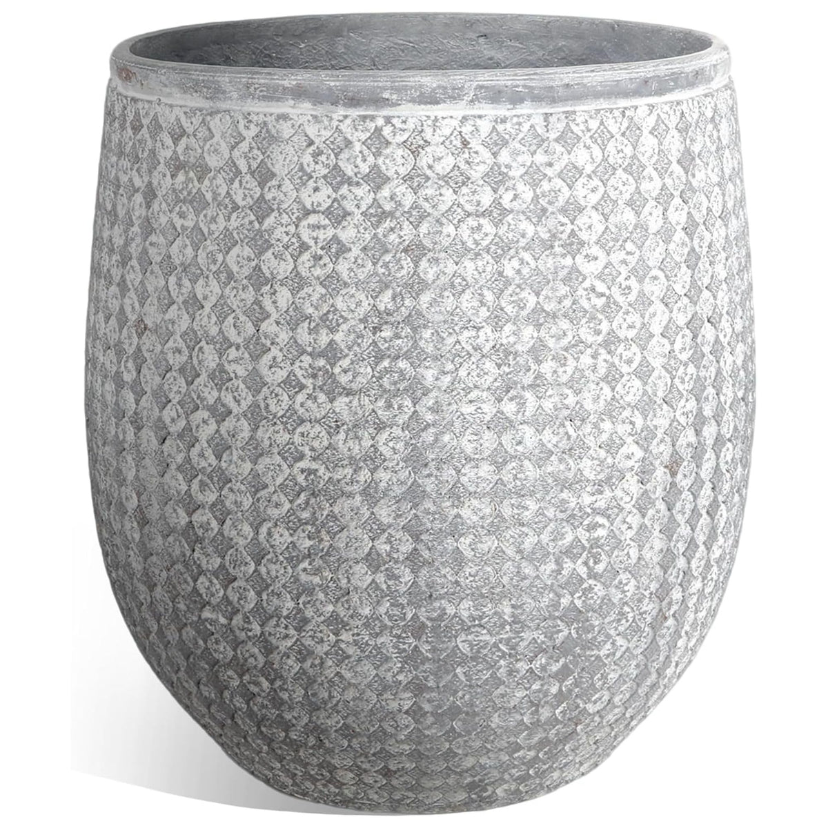 Worth round planter with textured concrete look for a modern indoor garden