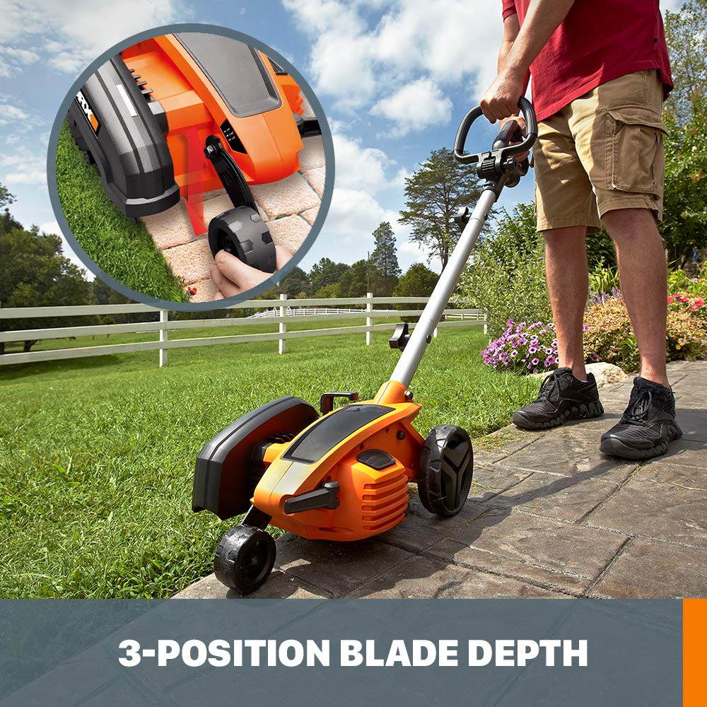 WORX 12 amp motor delivers fast, deep cuts for clean lines.
