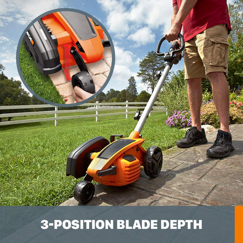 WORX 12 amp motor delivers fast, deep cuts for clean lines.