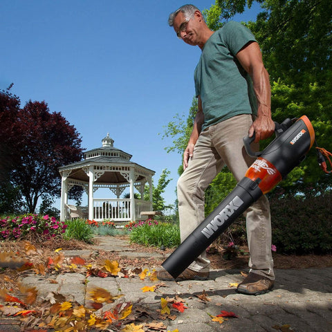 WORX 12A electric turbine blower side view highlights compact power for easy handling