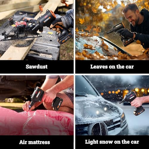 WORX 20V blower operates at up to 470 MPH for fast debris removal.