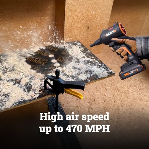 WORX blower with three nozzle tips offers versatile blowing and inflating options.