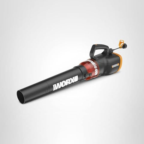 WORX blower in use clears leaves on deck efficiently