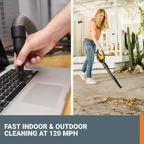WORX WG545.1 long nozzle close-up highlights reach into tight spaces.