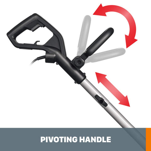 WORX edger adjustable shaft and D-grip for ergonomic control at any height.