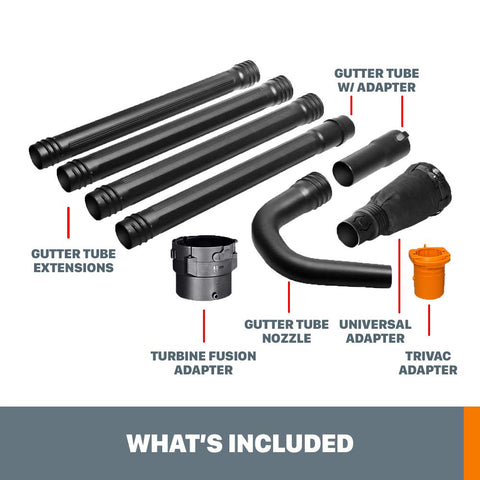 WORX gutter cleaning kit in action clearing dry leaves without a ladder