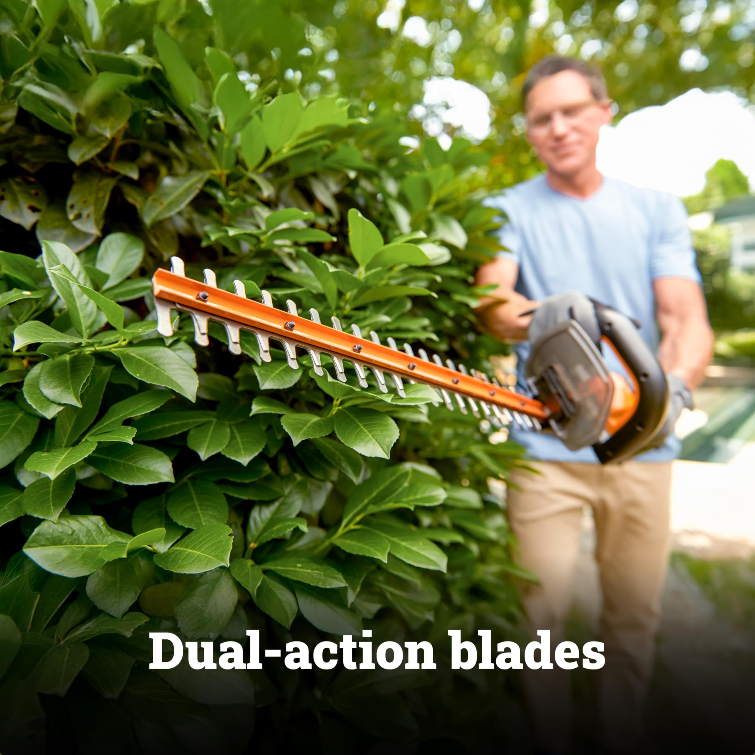WORX dual-action blades delivering smooth, vibration-reduced cuts