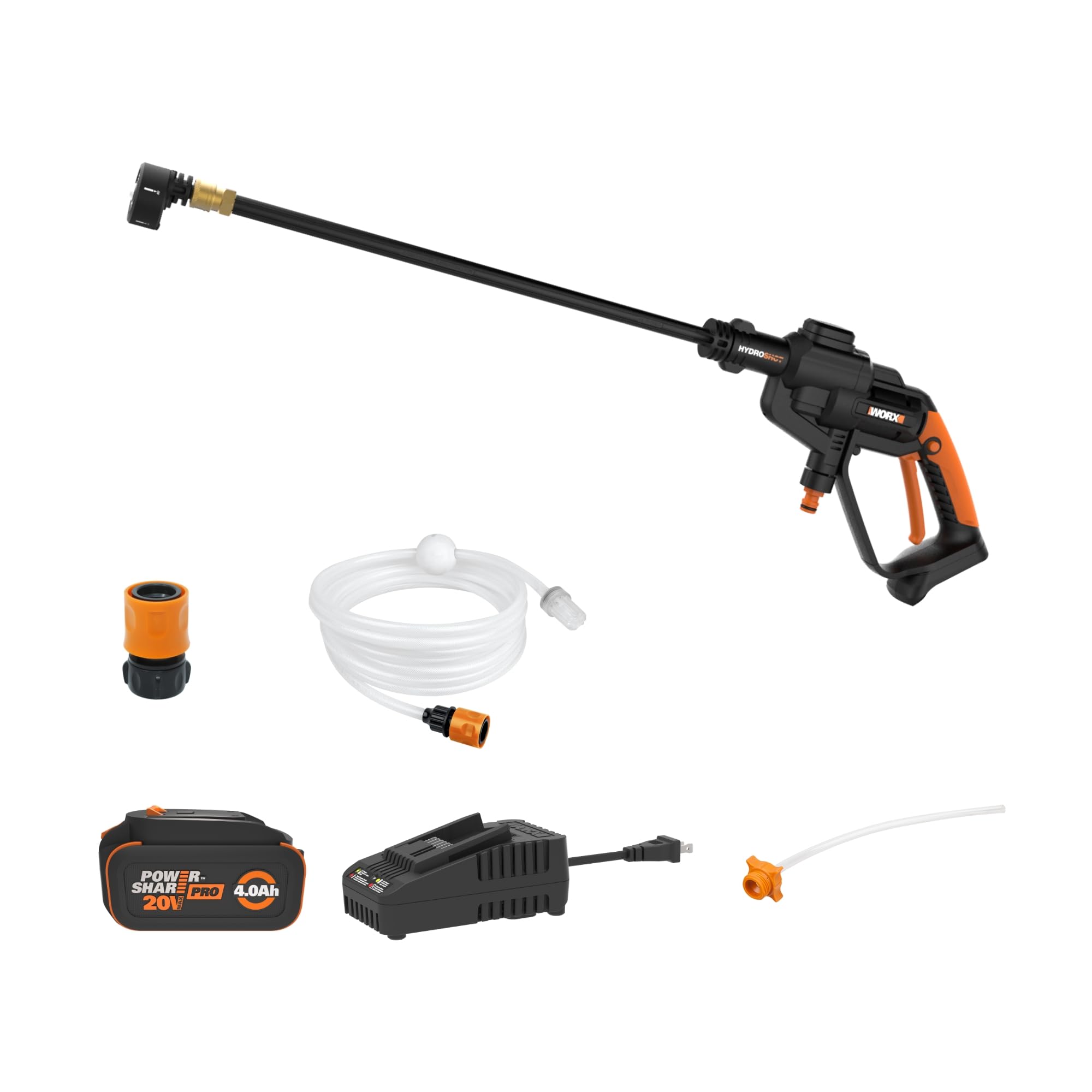 WORX Hydroshot 320psi portable cleaner showing its compact design for on-the-go cleaning.