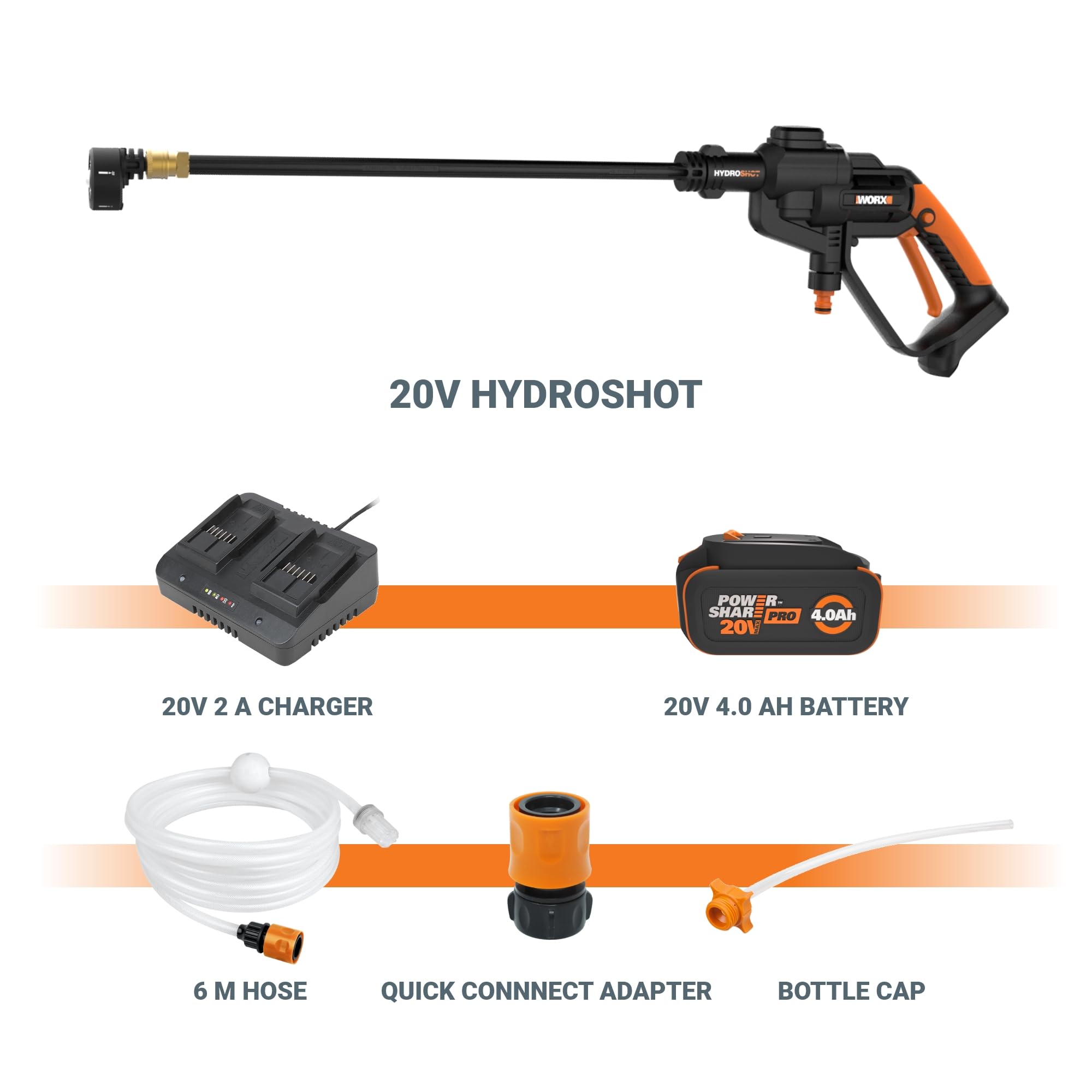 WORX Hydroshot drawing water from a bucket shows universal sourcing options.