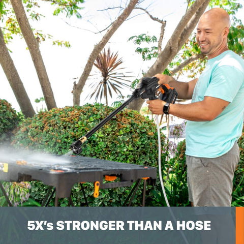 WORX Hydroshot lightweight 3.7 lb design for easy handheld cleaning.