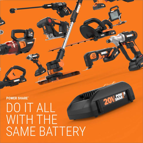WORX Hydroshot quick connect adapter enables fast setup and cleanup.