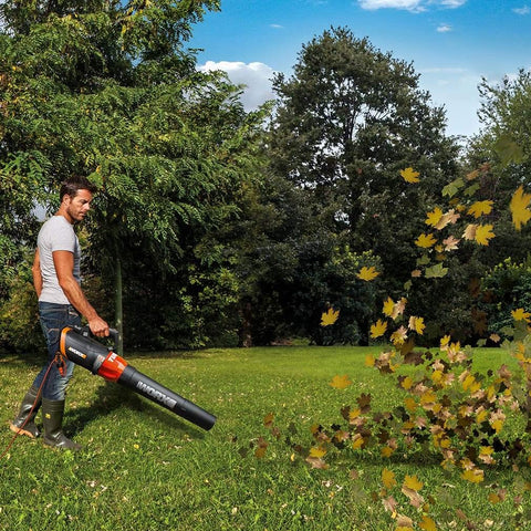 WORX Hyper-stream nozzle attached focuses air for tougher cleanup tasks