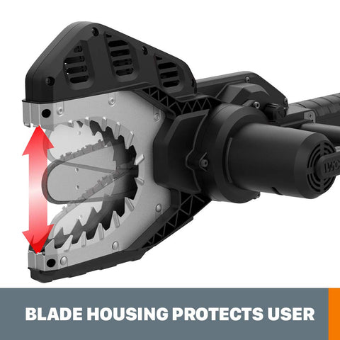 WORX Jawsaw cuts thick branches up to 4 inches.