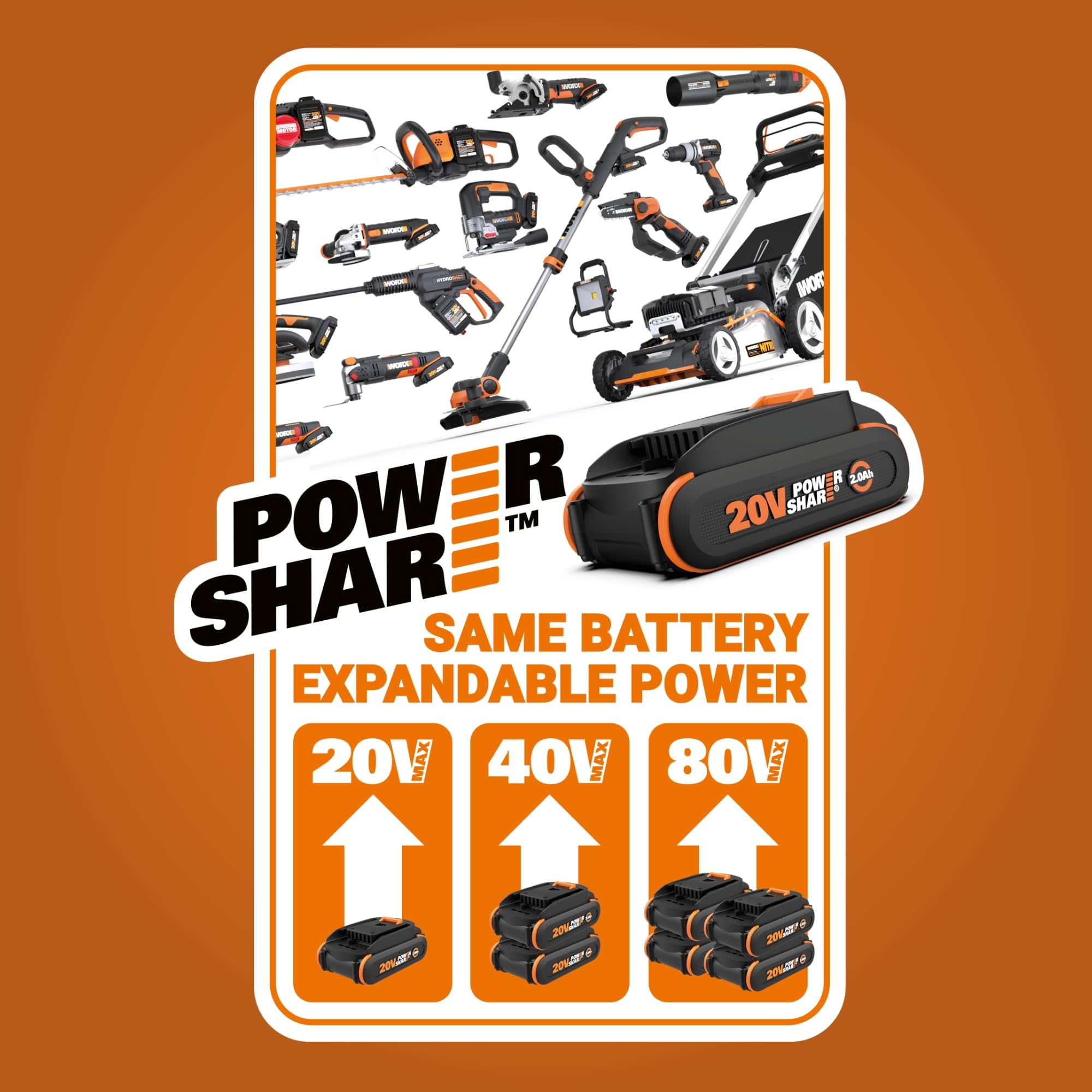 WORX lightweight 3 lb design eases carrying across the yard