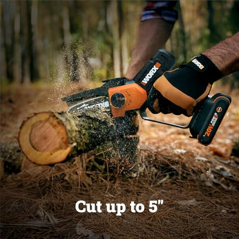 WORX Mini Chainsaw cuts at 25 ft/s for fast yard work