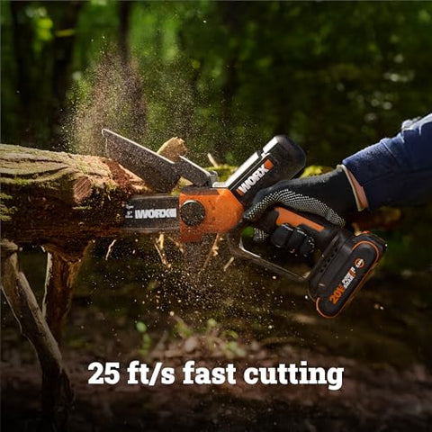 WORX Mini Chainsaw weighs 3.49 lbs for easy handling