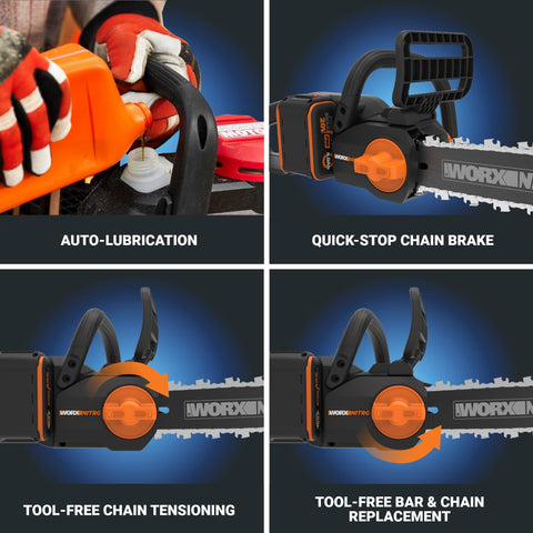 Worx Nitro 20V WG350 kickback safety brake in action