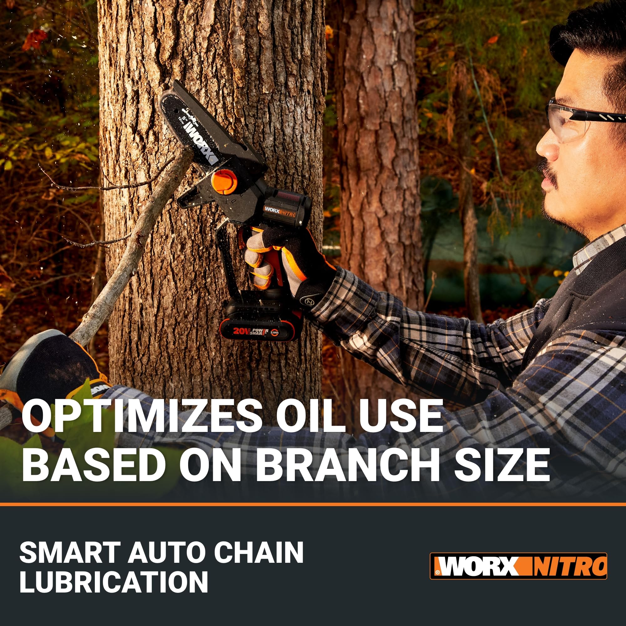 WORX Nitro 20V mini chainsaw extension pole WA4300 accessory.